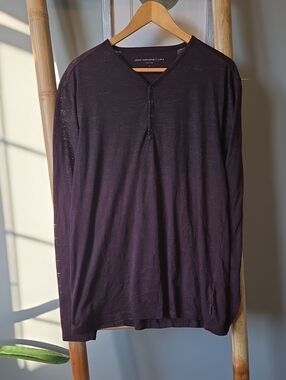 John Varvatos Long-Sleeve Burnout Henley Shirt